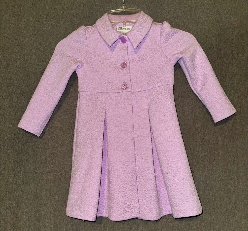 Bonnie Jean Girls 4T Lavender Textured Button Coat Set EUC peacoat